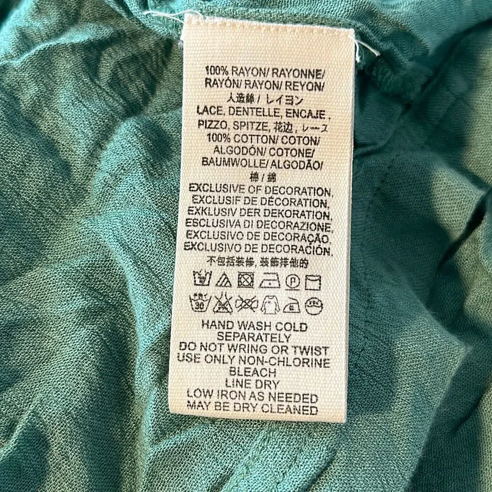 Free People Women's Turquoise Will Wait For You V-Neck Midi A-Line Dress Size L - Picture 7 of 8
